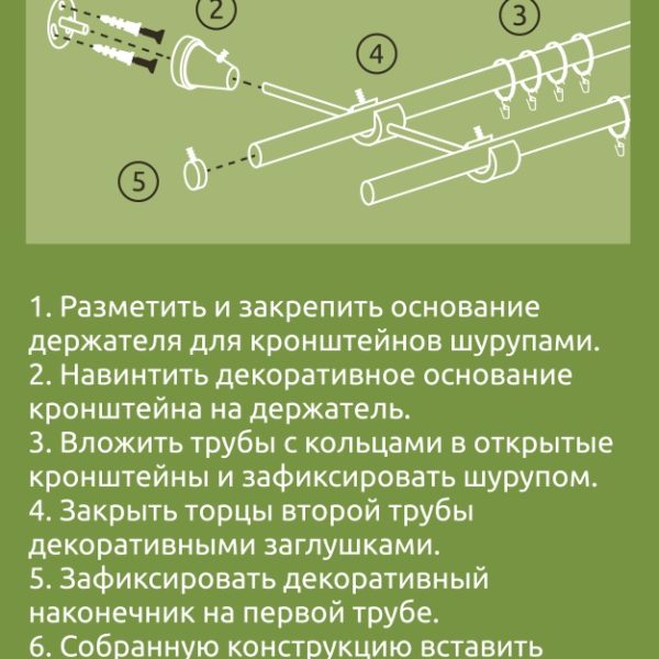 Инструкция по установке металлического карниза двухрядного